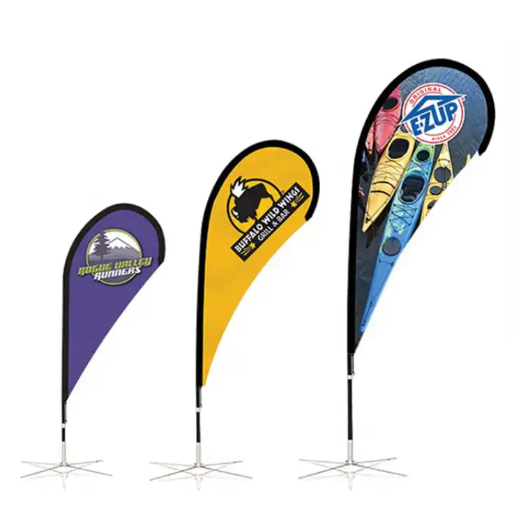 Factory price Custom Advertising Rectangle Knife Teardrop Feather Print Banner The Beach Flag